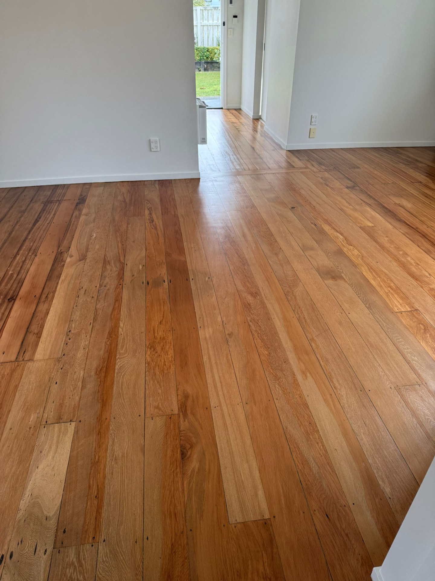 Waterborne polyurethane finish on an open plan native timber floor